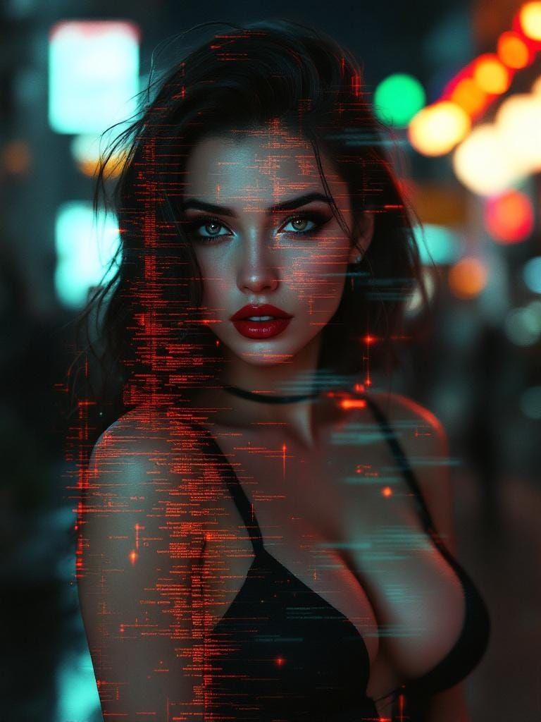 Glitch Art Portrait with Fractal Overlays