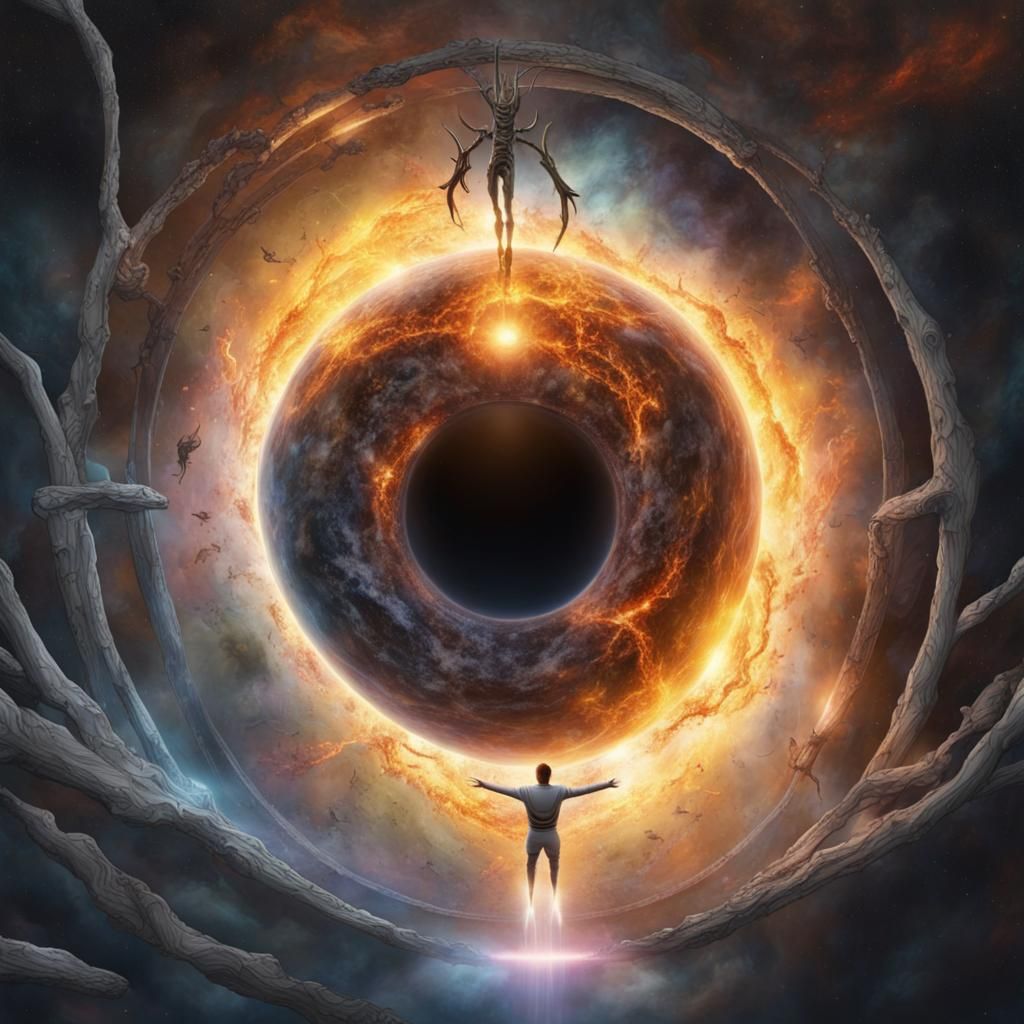 Cosmic Last Stand: Galactic Web in Hyperrealistic Style