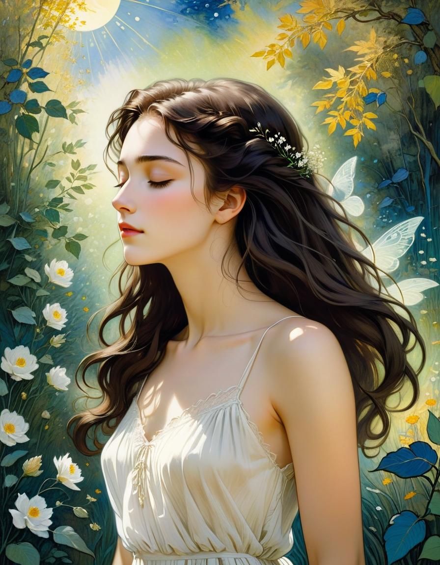 Brunhildr, Odin's favourite daughter, in the gardens of Asga...