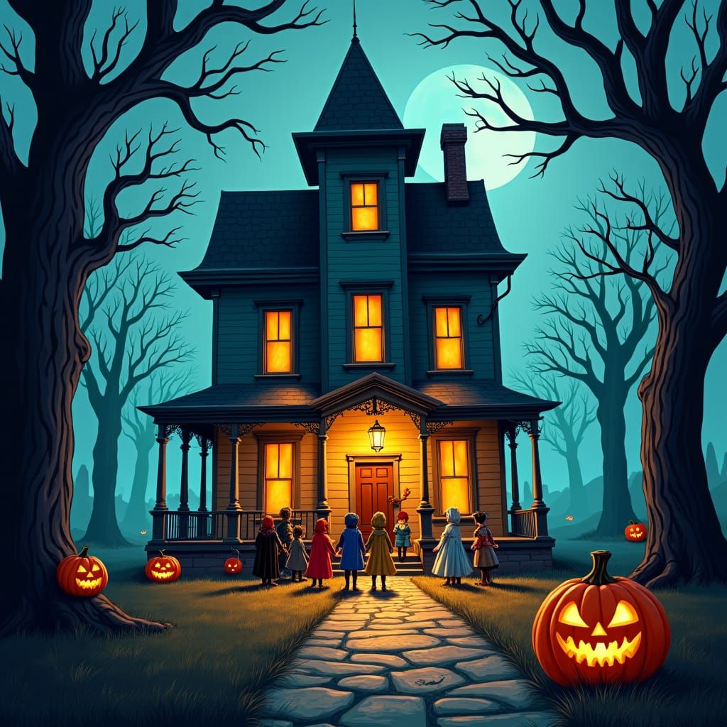 Spooky Victorian Halloween Mansion in Gothic Style