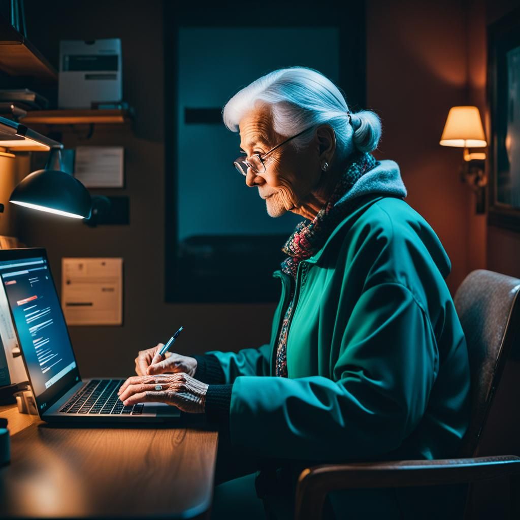 Cinematic Image: Girl and Grandmother with Email