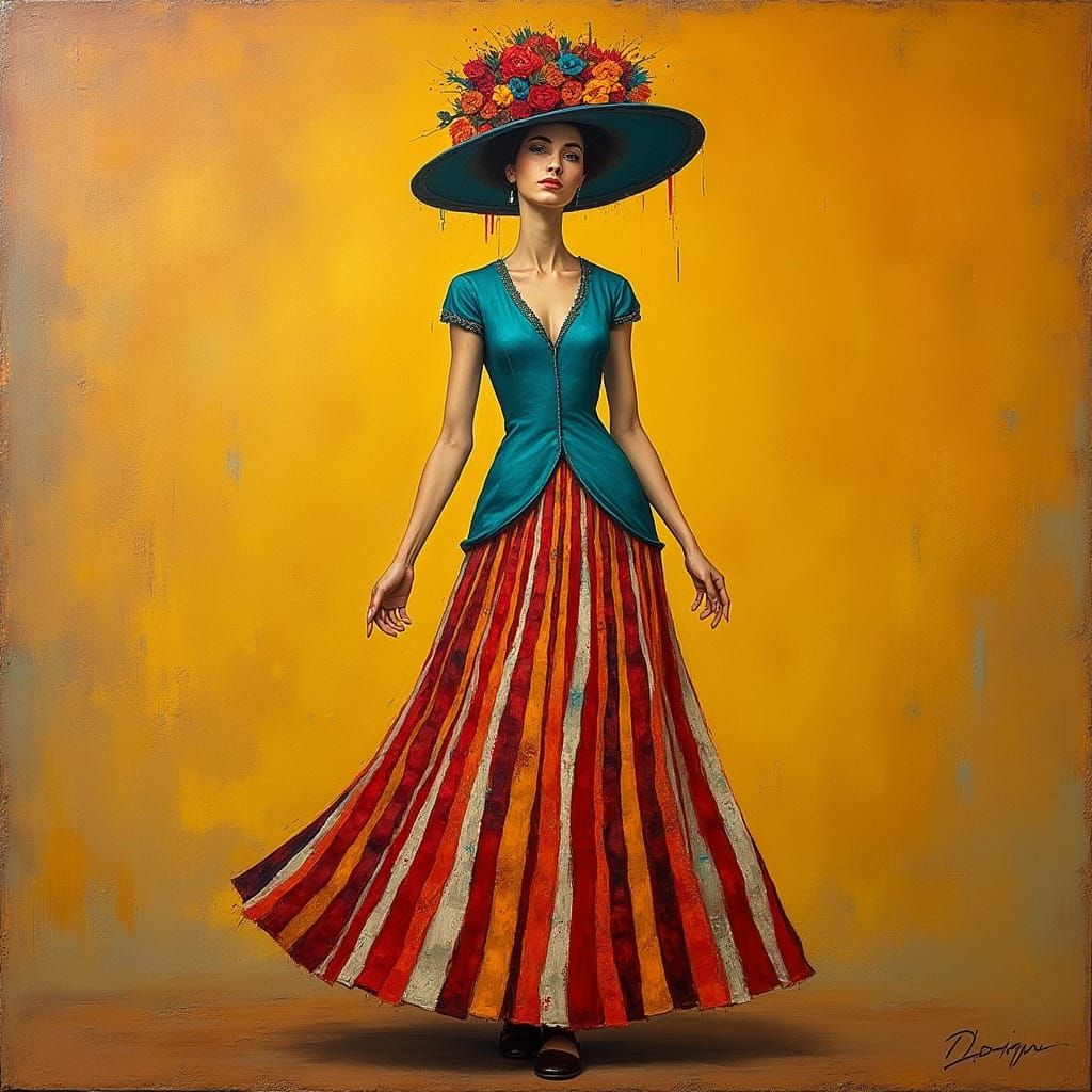 Expressive Portrait of Woman in Colorful Clothes