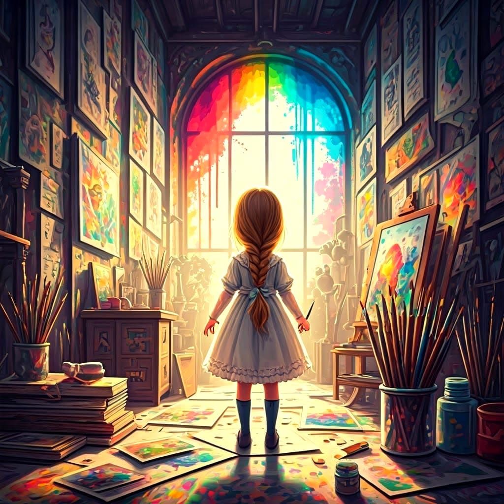 Victorian Child Amidst Graffiti Art