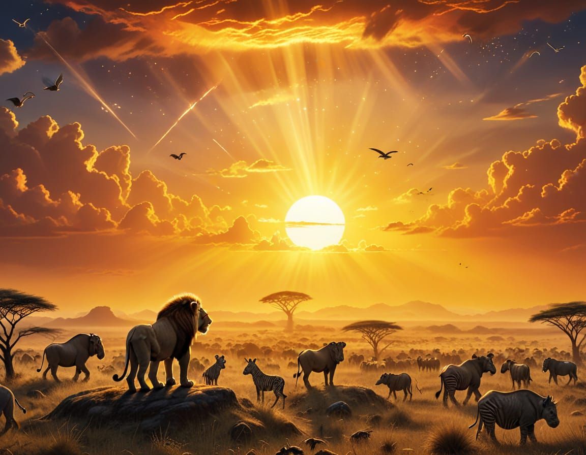 Serengeti Sunset in Vibrant Color Palette