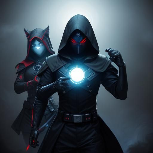 Ninja Father Daughter Team in Astral Illustration