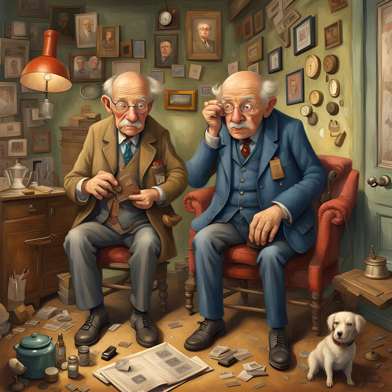 Whimsical Illustration of Retired Detectives