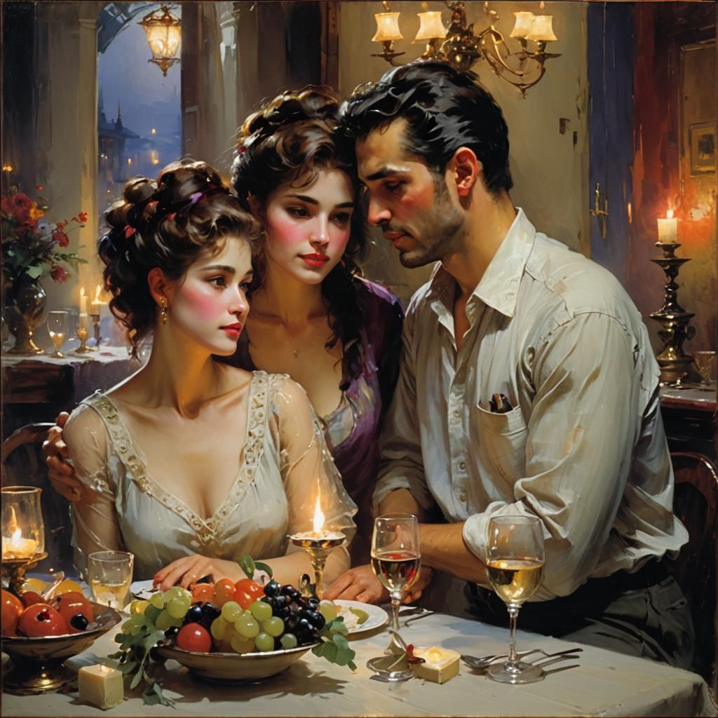 Romantic Candlelight Dinner in Pino Daeni Style