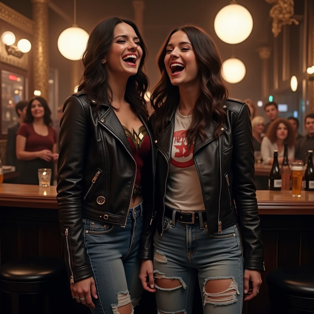 Wonder Women's Karaoke Duet in a Metropolitan Nightclub