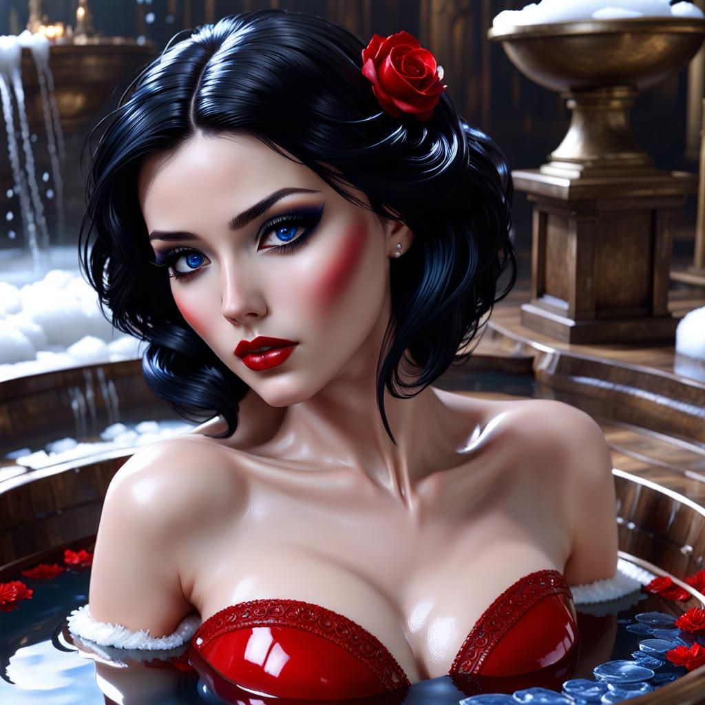 Gothic Snow White Bathing: Fantasy Art Portrait