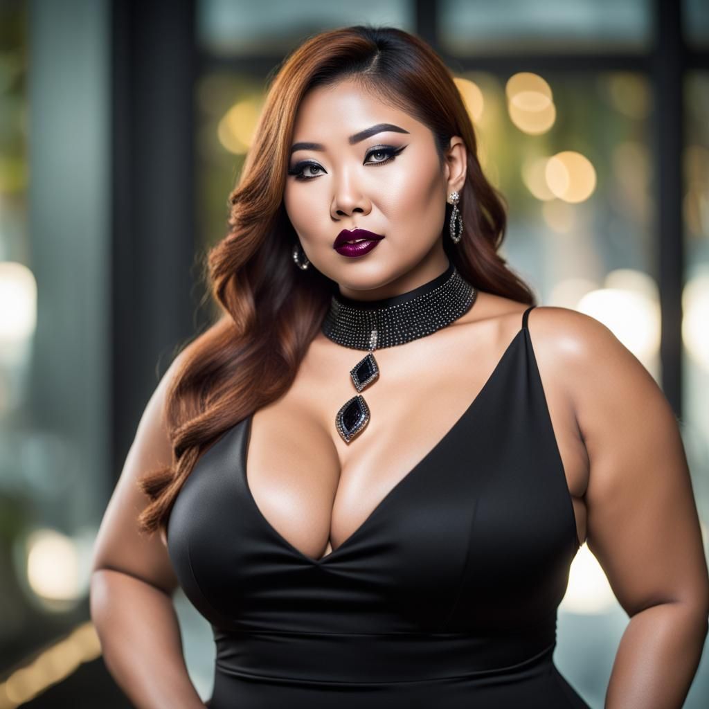 Asian Woman in Black Dress, Professional Photo