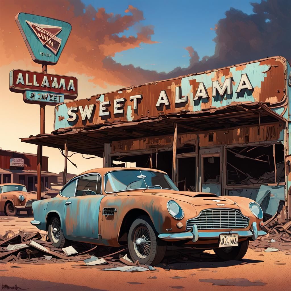 Desolate Alabama Town in Digital Art Style