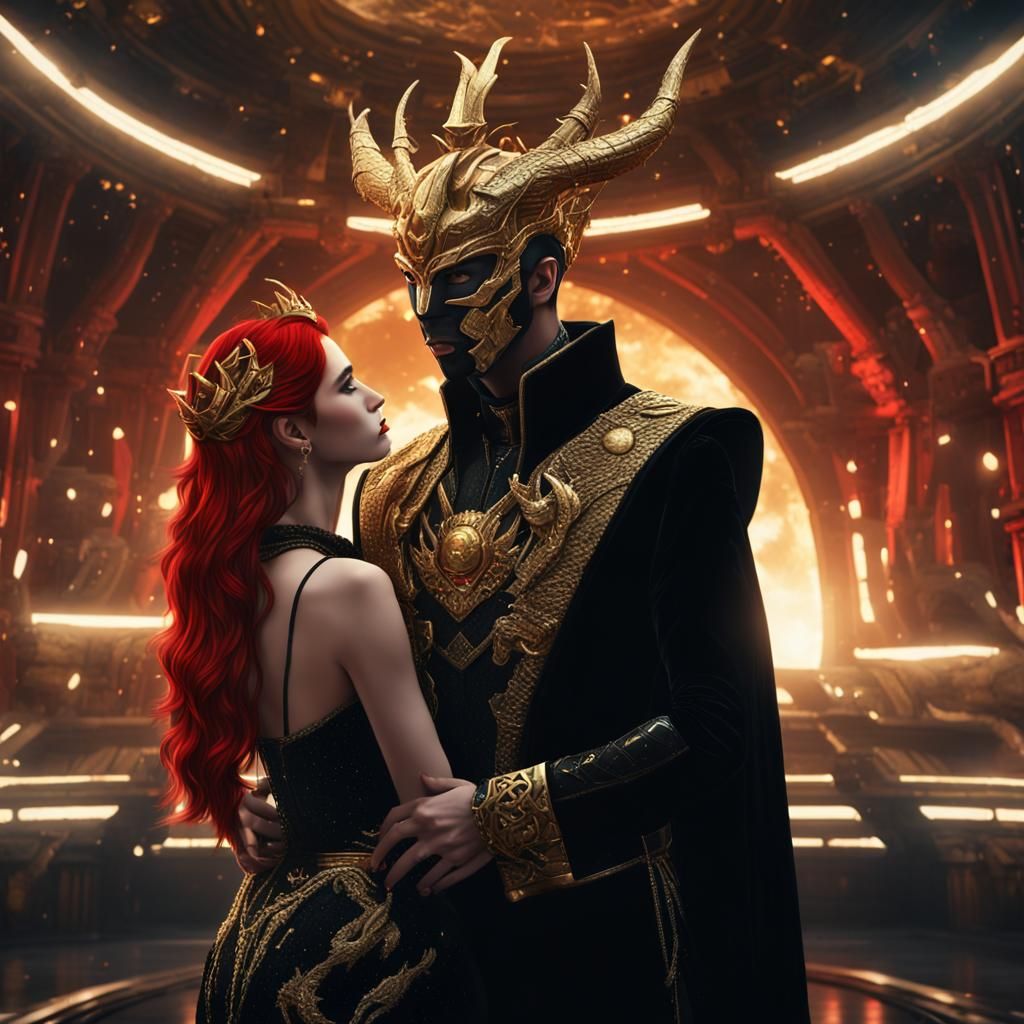 Prince and Princess in Space Base, Detailed Matte Painting