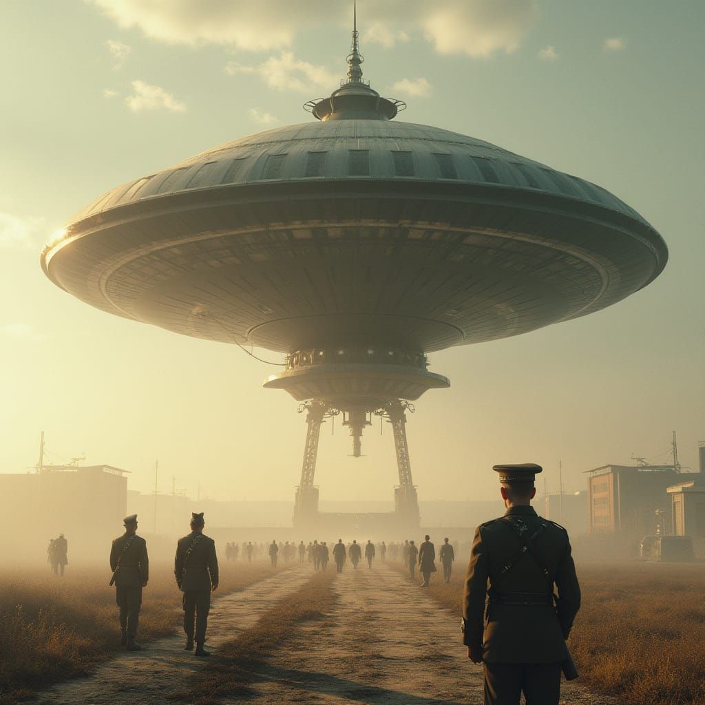 Steam-Powered Flying Disk Hovers Above Luftwaffe Airfield in...