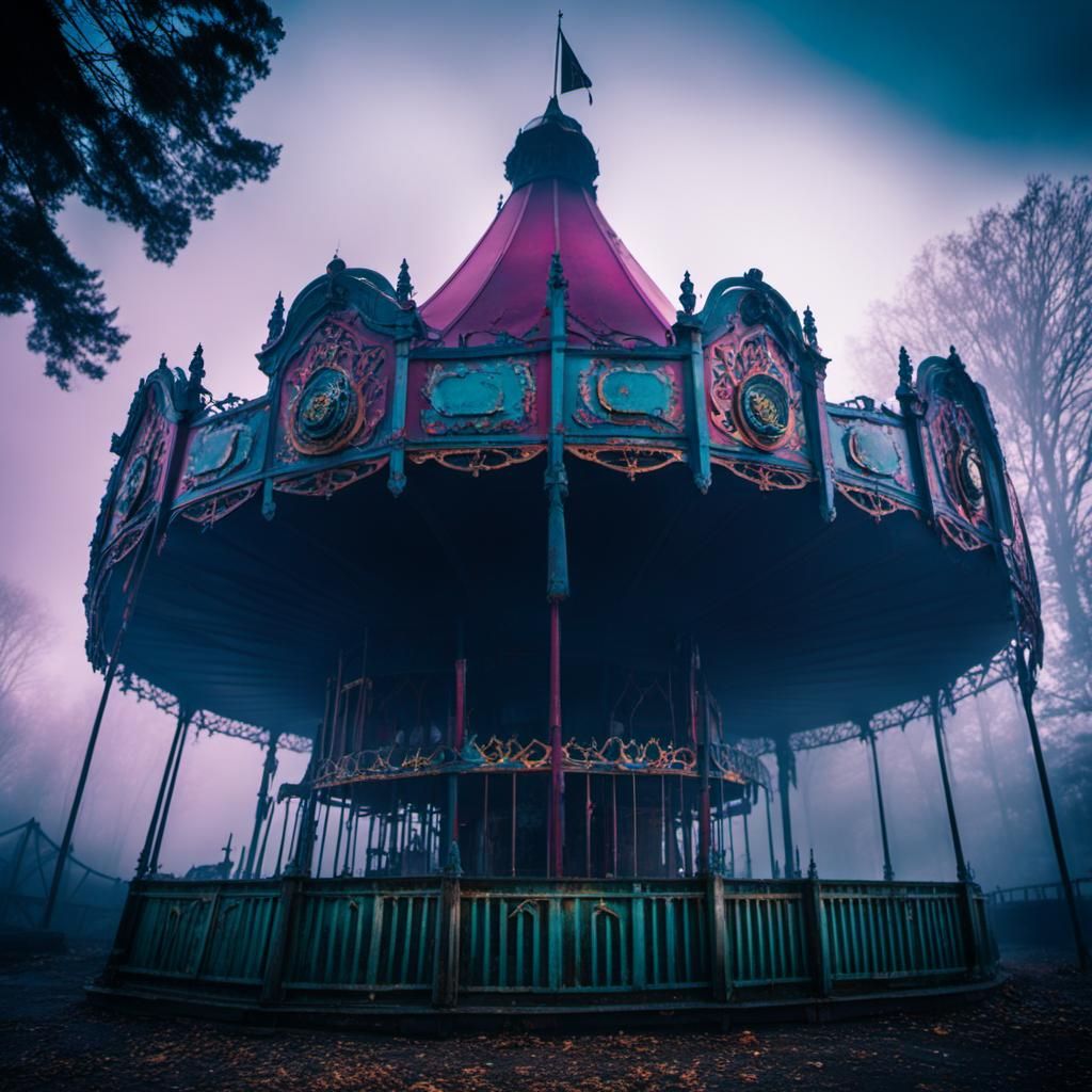 Abandoned Theme Park in Gothic Art Style