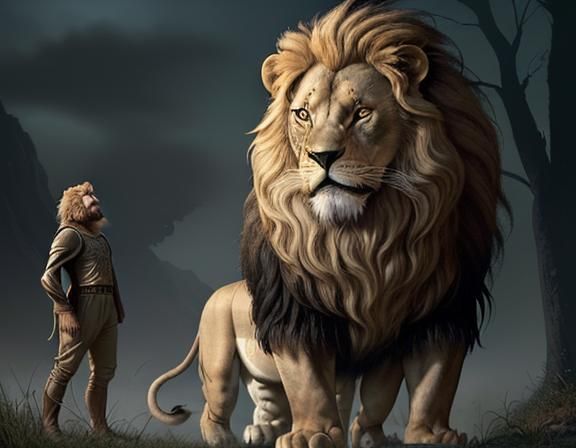 Trembling at every rustle, the Lion lived in constant fear. The Wizard, acknowledging his latent courage, whispered a se...