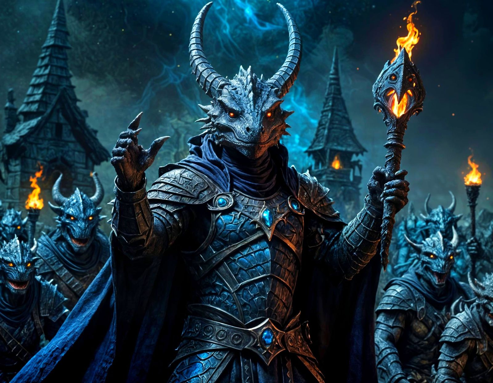 Hyperrealistic Argonian Sorcerer in Dark Ritual