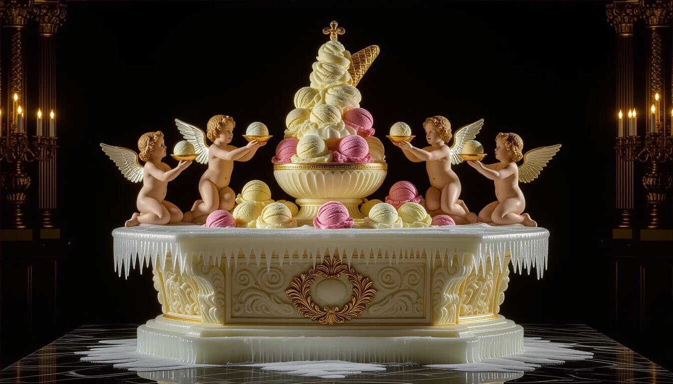 Ice Cream Altar in Baroque Lighting