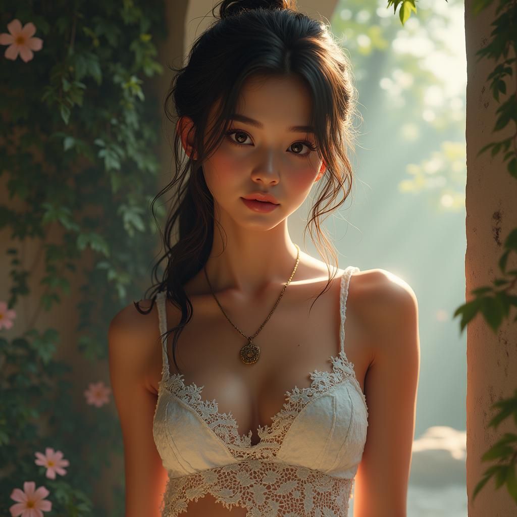 Coquette Girl in Lacy Tank: Fantasy Concept Art