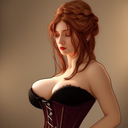 Voluptuous Tavern Wench Portrait in Fantasy Art Style