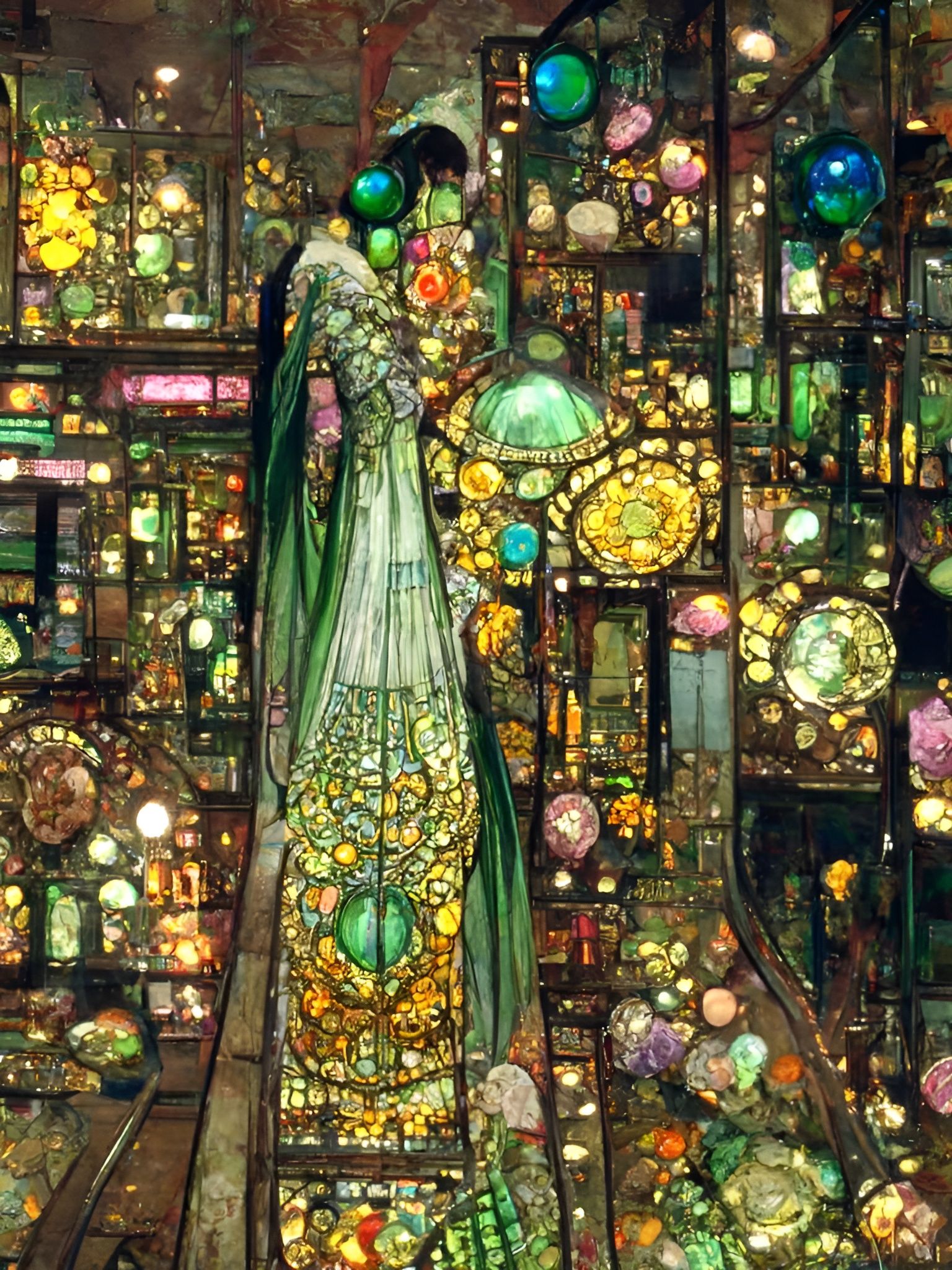 Enigmatic Gemstone Art Nouveau Painting