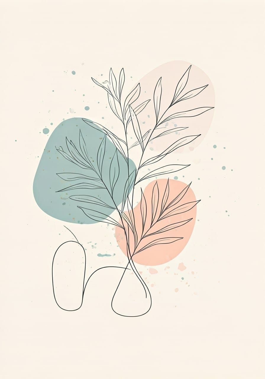 Ethereal Botanical and Ceramic Elements in Japandi Minimalis...