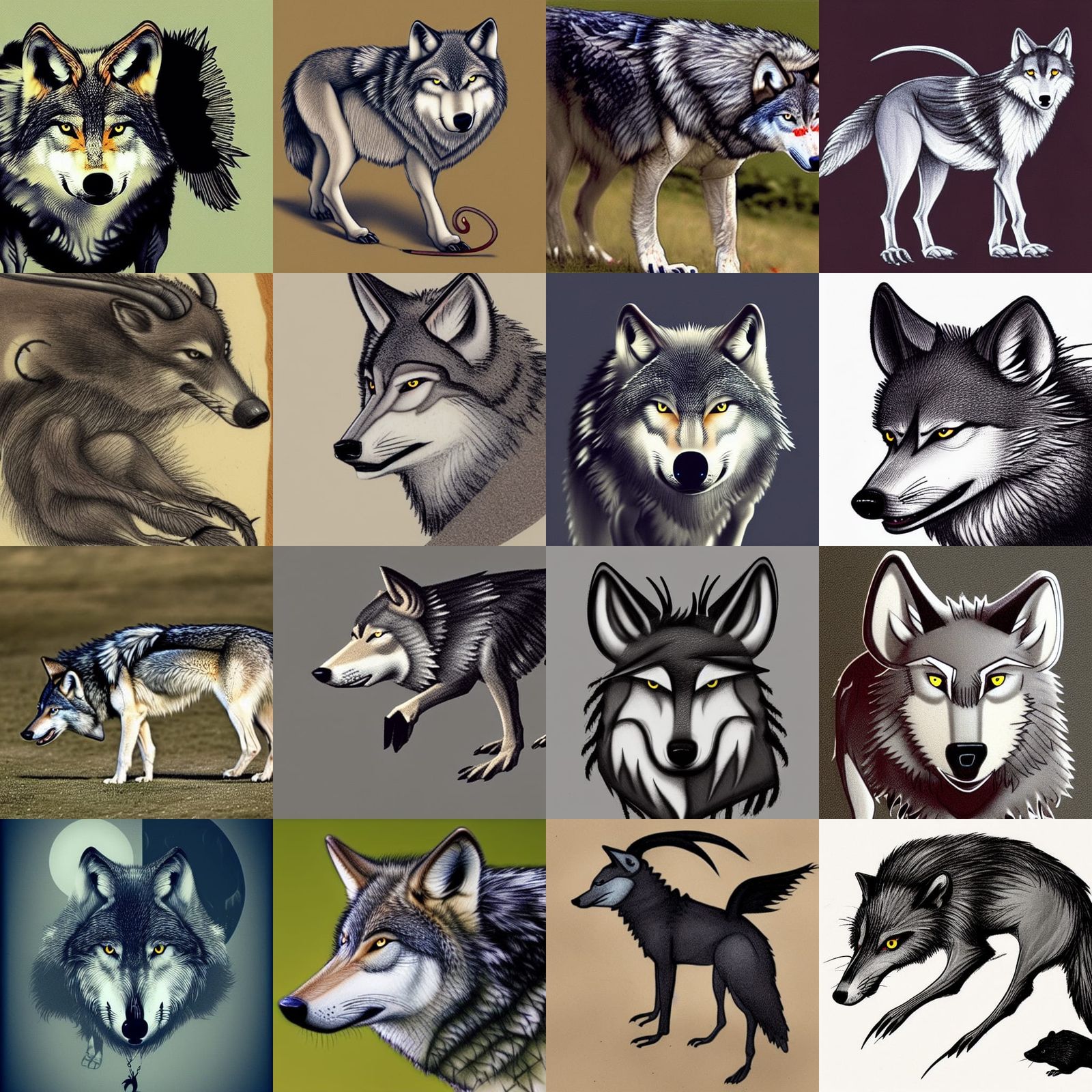 Wolf Hybrid With Crow's Feet and Horns