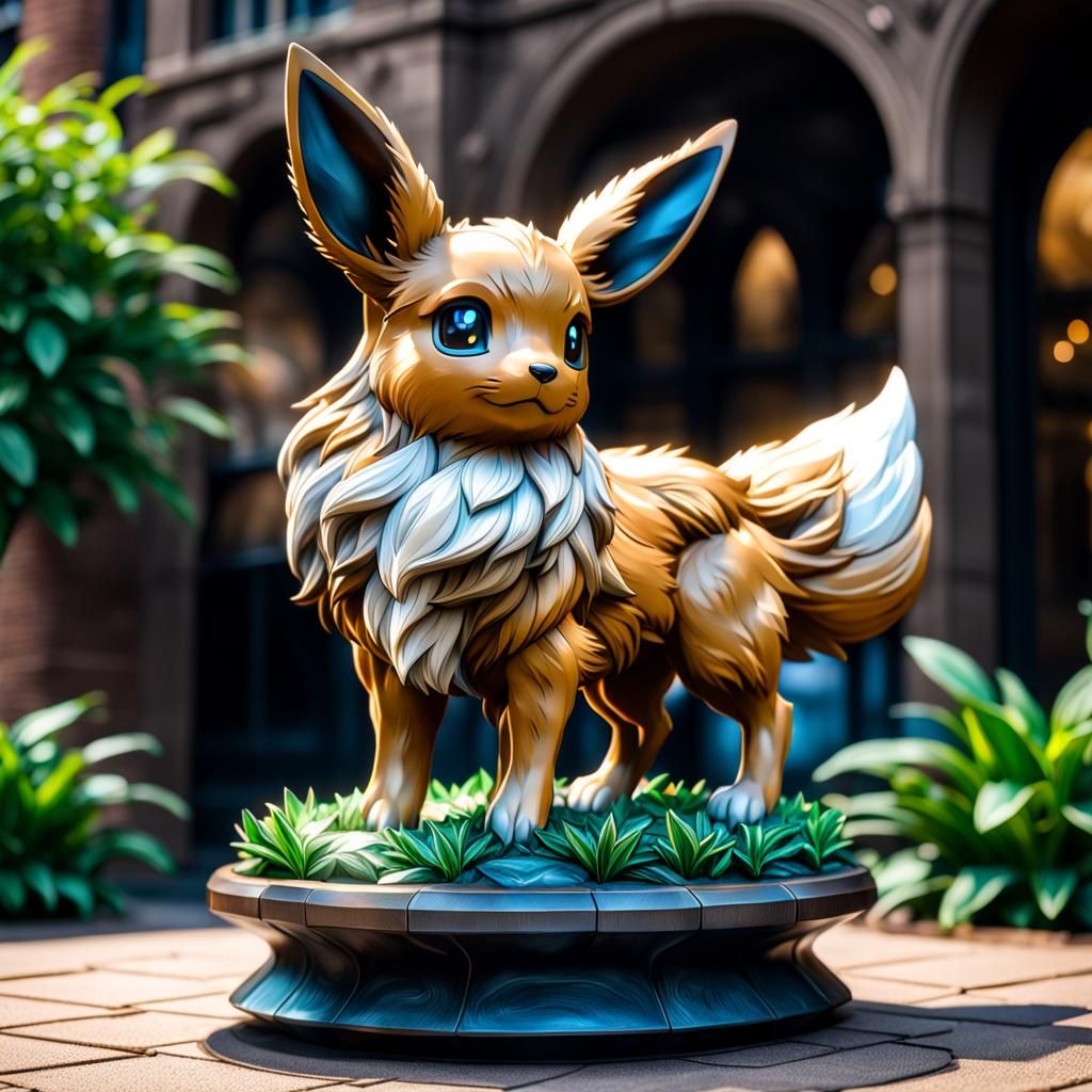 Hyperrealistic Eevee Statue in HDR