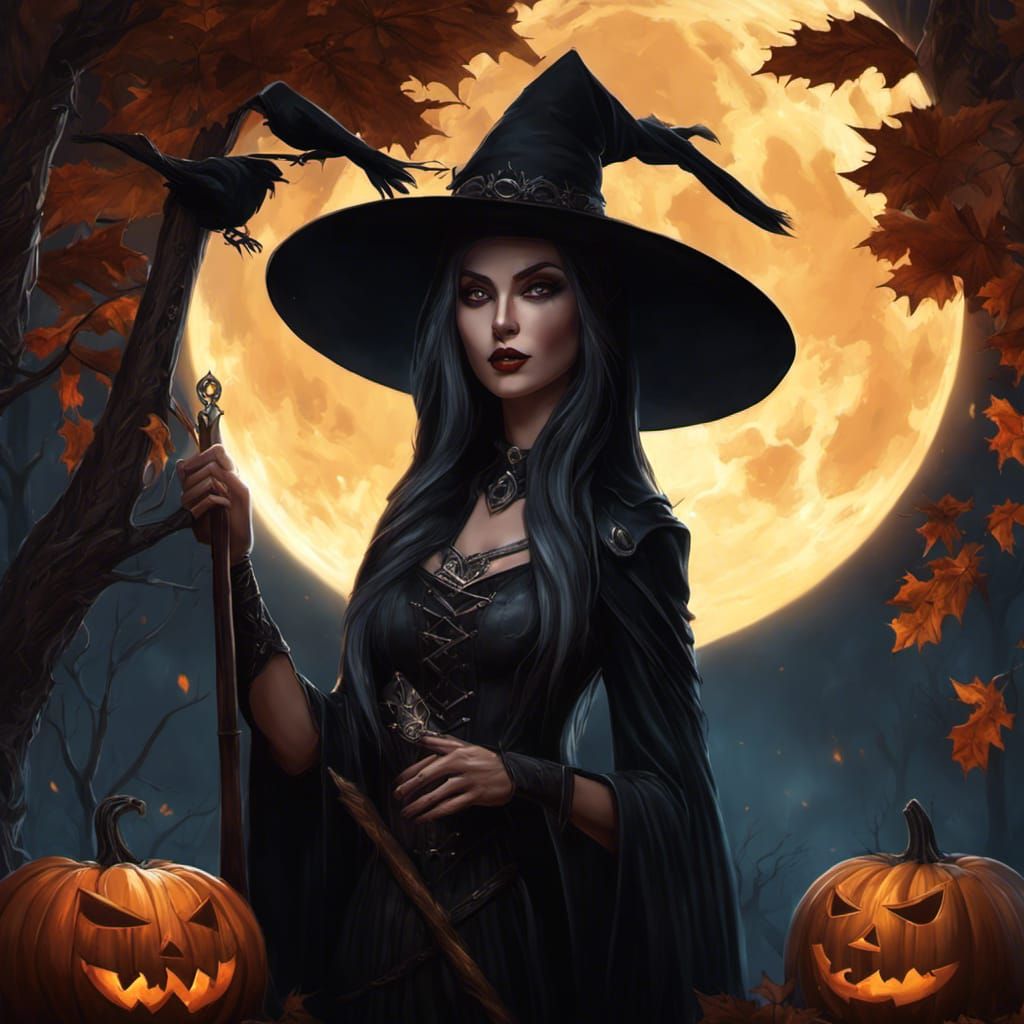 Gothic Witch Queen in Dark Metal Art Style