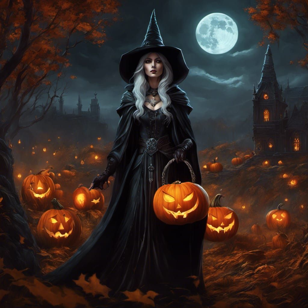 Gothic Witch Queen of Samhain: Dark Fantasy Art