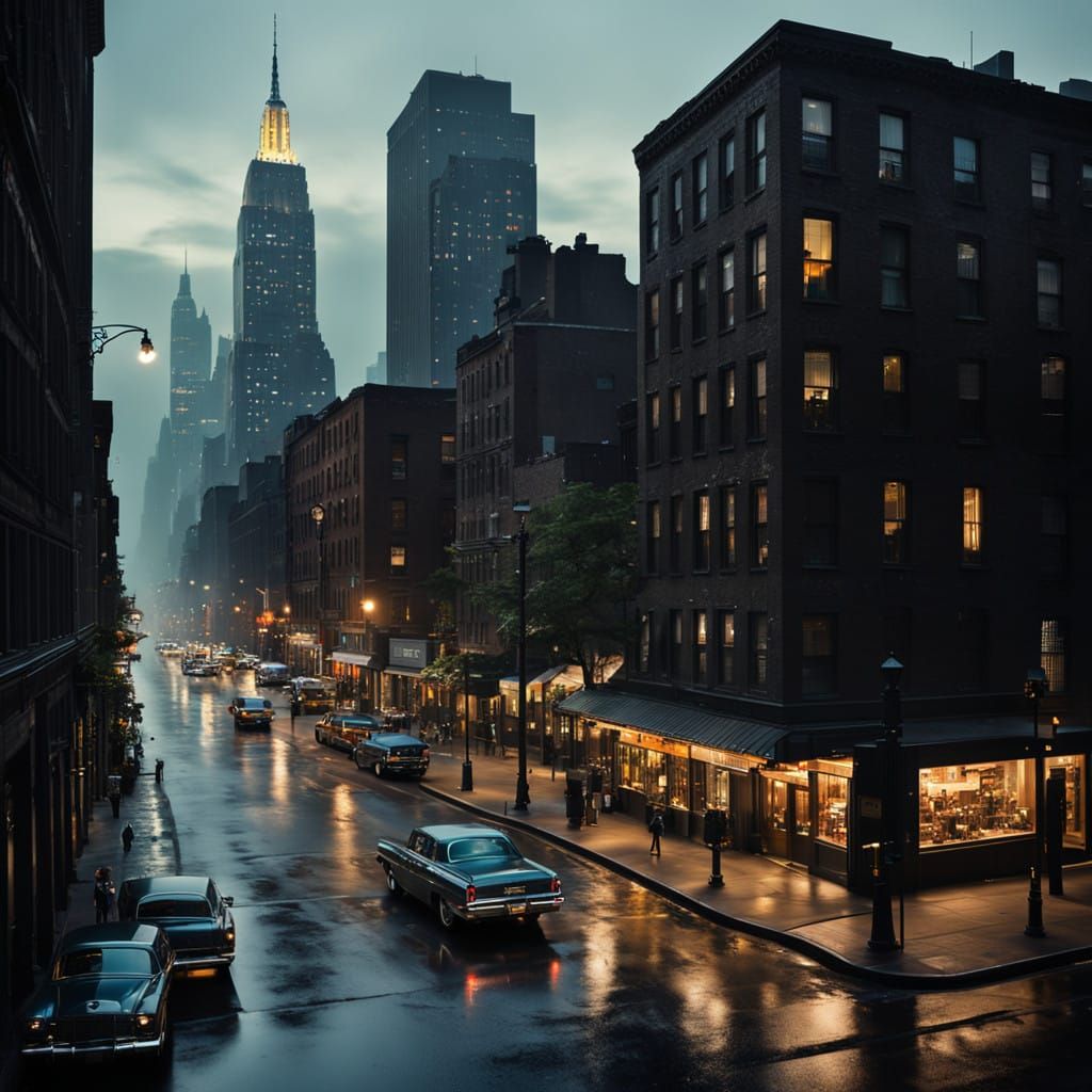 New York City by Night in Cinematic Style