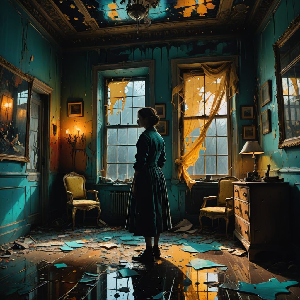 Vibrant Domestic Scene in Expressionist Style