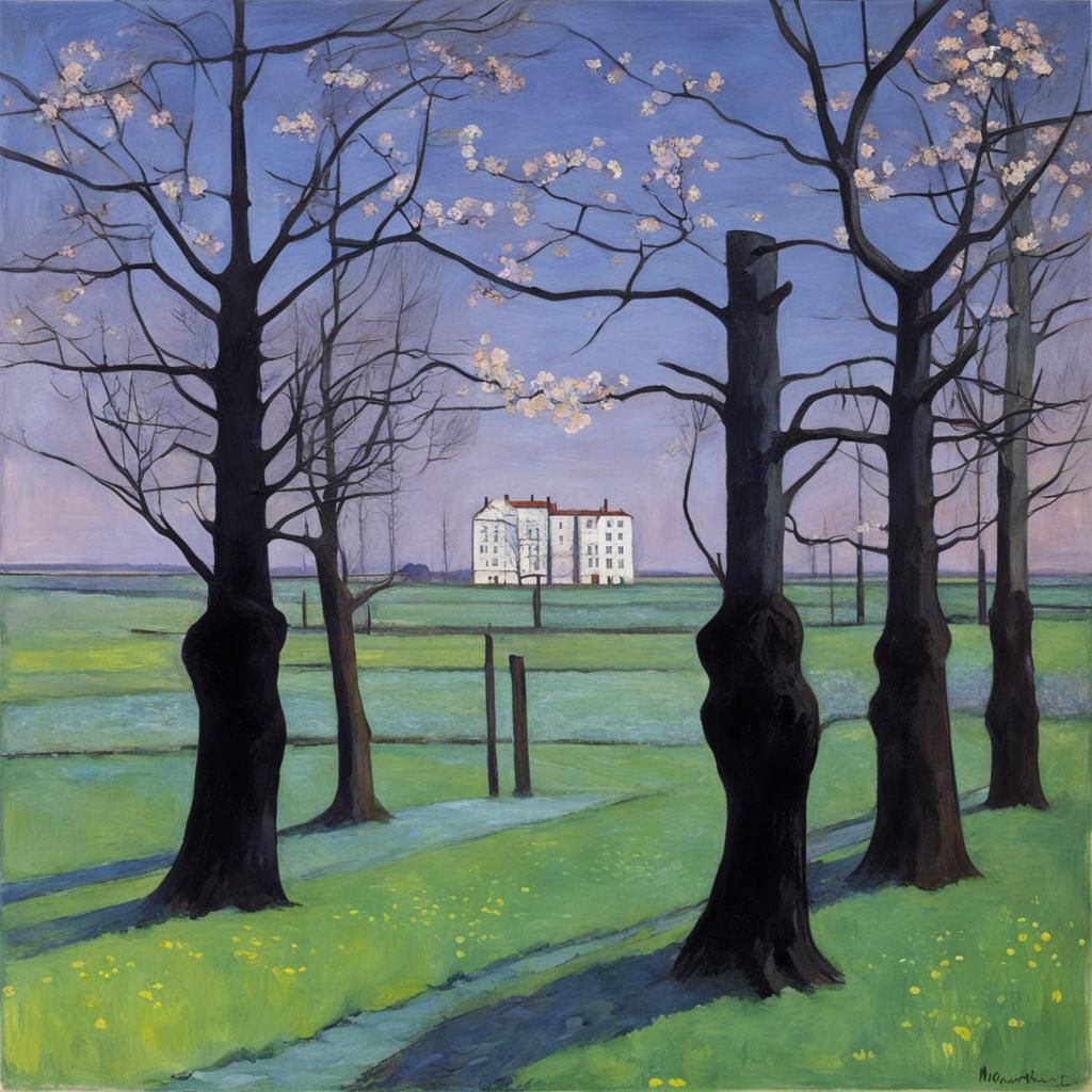 Surreal Glimpse of Spring: Abstract Modern Painting