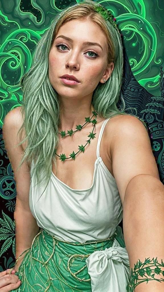 Jungle Woman Cutting Cake with Poison Ivy