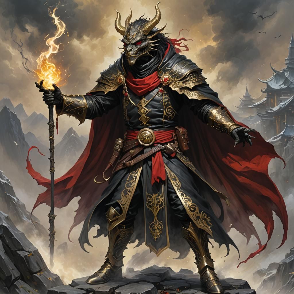 Dragonborn Sorcerer Conjuring Magic, High Fantasy Art