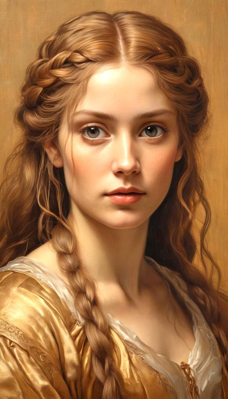 Renaissance Portrait of Woman with Braided Hair