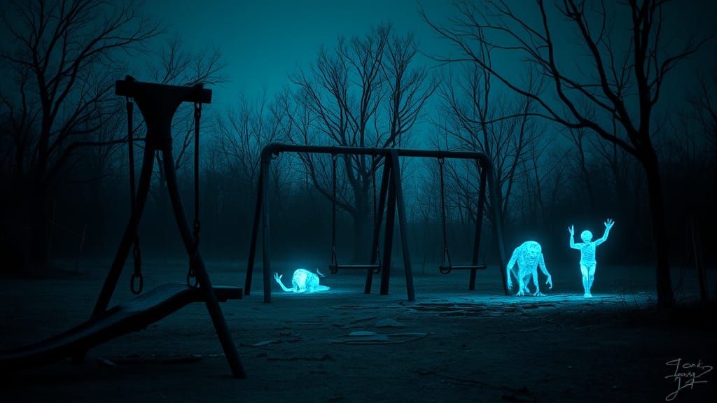 Haunting Post-Apocalyptic Playground Scene in Gritty, High-C...