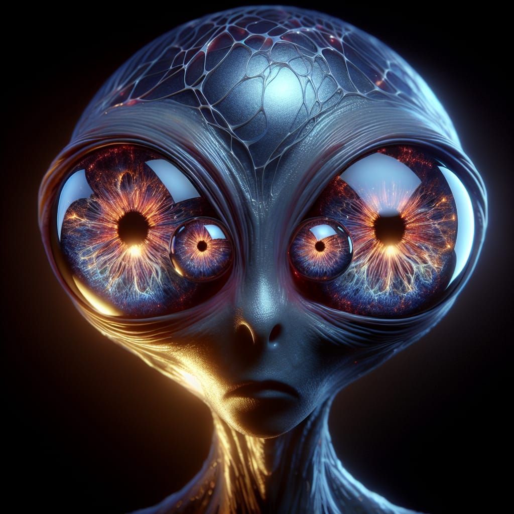 Alien Creature with Sapphire Eyes