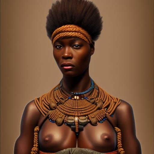 Beautiful African Woman: Hyperrealistic Oil Painting