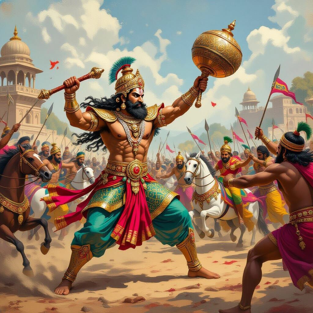 Bhurishrava Battles Panchala Warriors on Kurukshetra