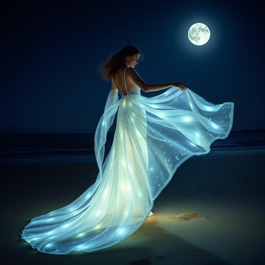 Bioluminescent Mermaid Wedding on Moonlit Beach