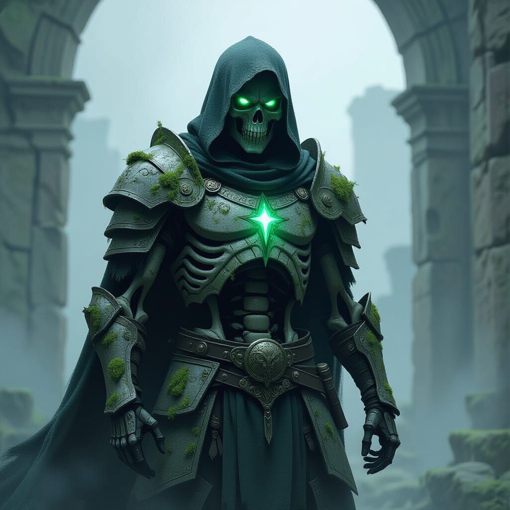 Skeletal Warrior in Ancient Stone Armor