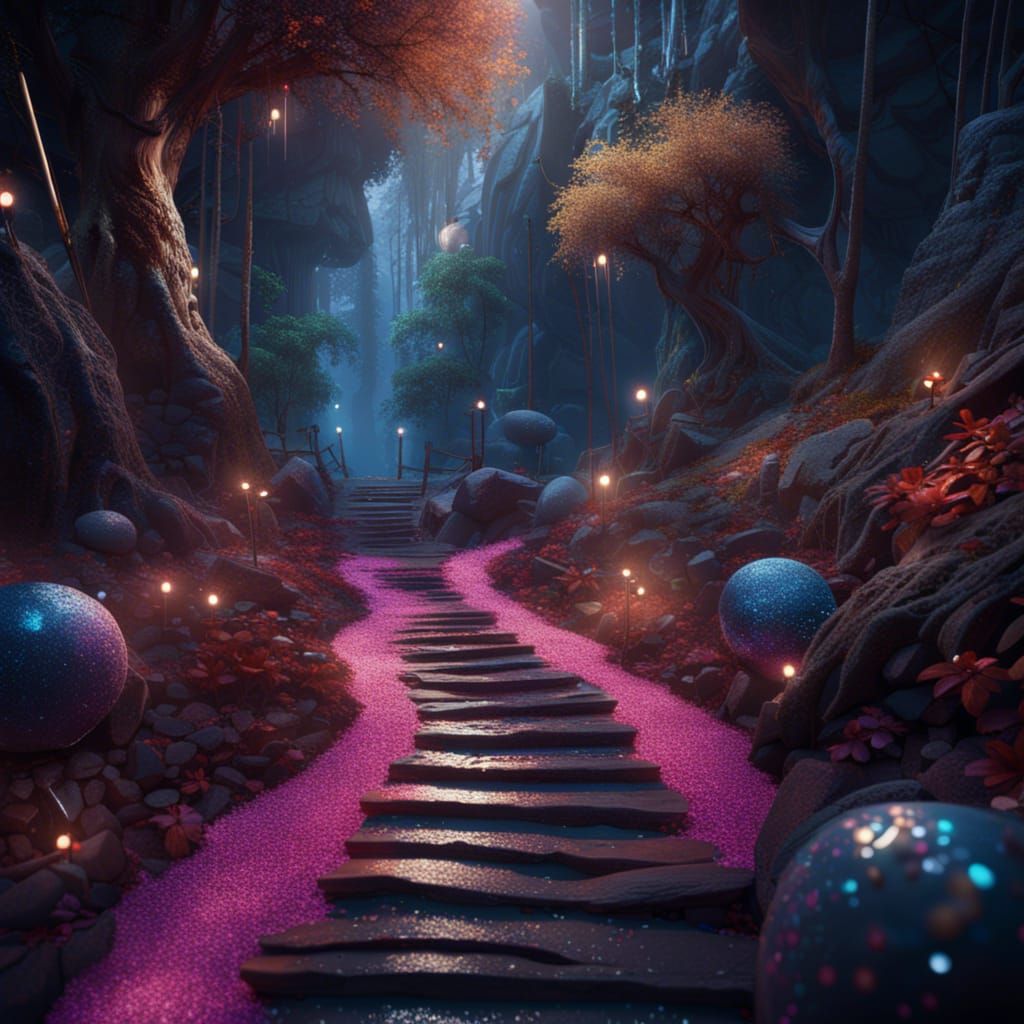 Glitter Path: Fantastical Matte Painting in Deep Color
