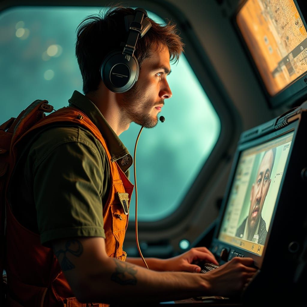 Dramatic Silhouette of a Space Farmer at Terminal