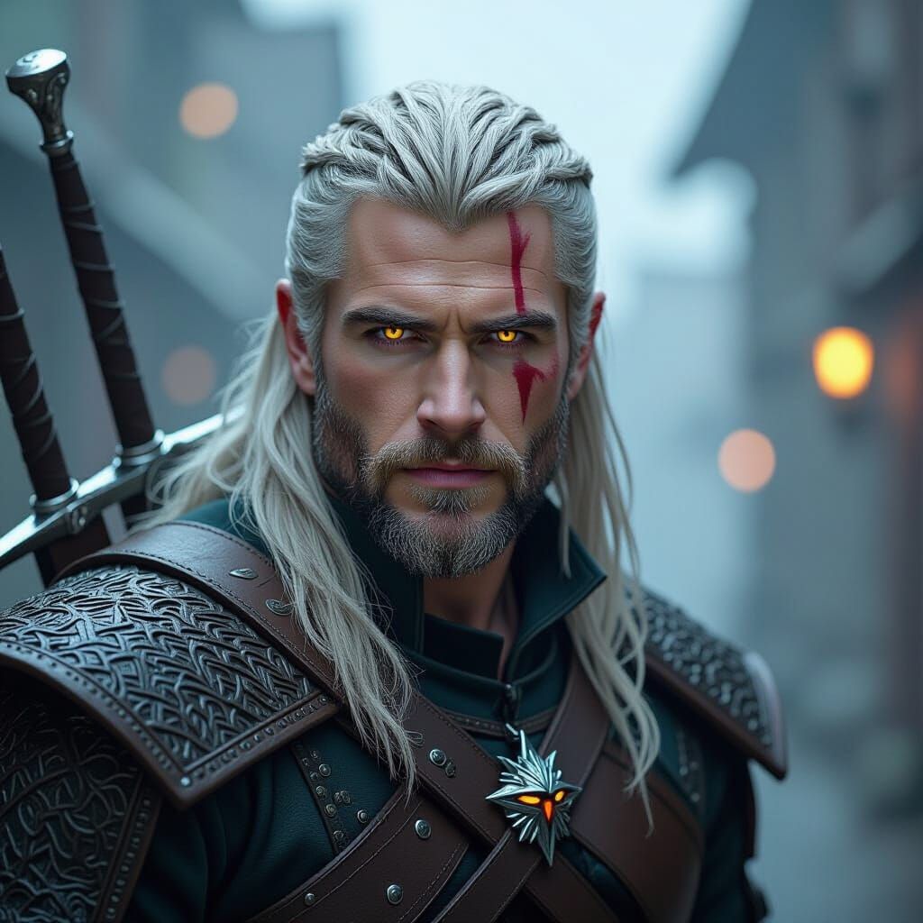 Geralt of Rivia: Gold Eyes and Wolf Medallion