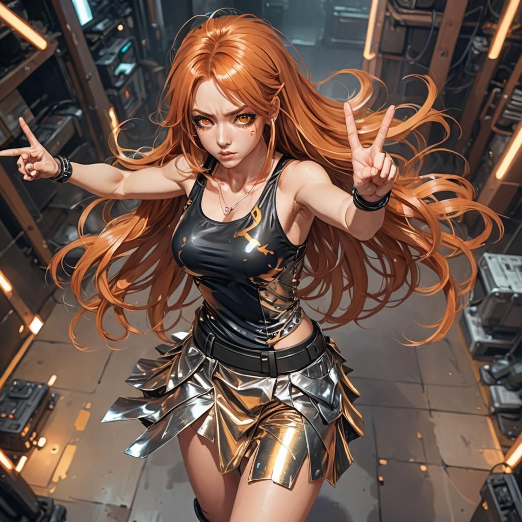 Confident Woman in Anime Style Digital Art