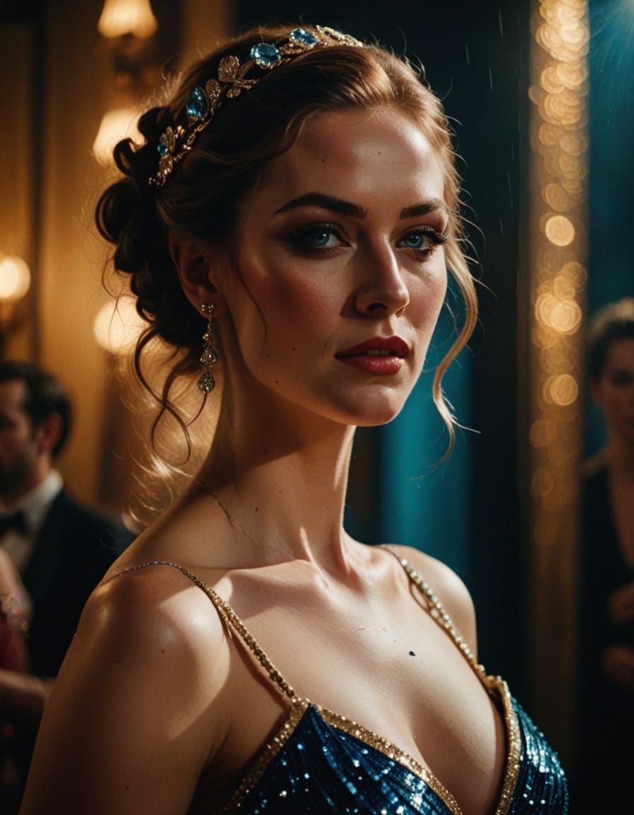 Burlesque Dancer in Vibrant Oil Painting Style