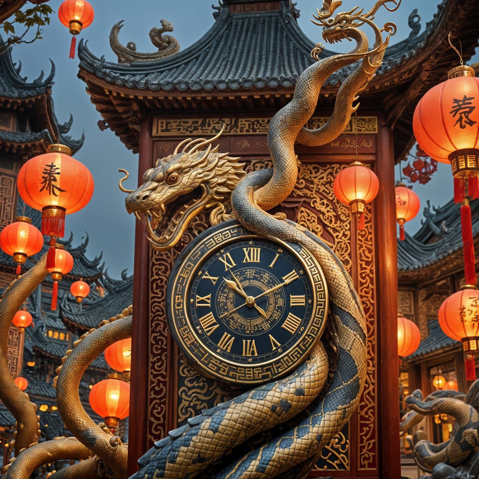 Ancient Chinese Serpent Watches Over Lunar Calendar
