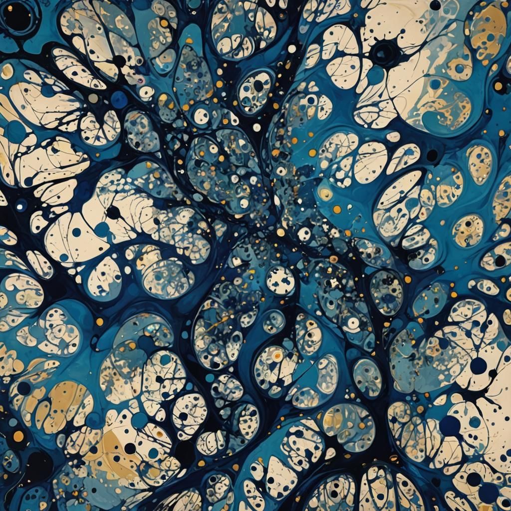 Blue Mandelbrot Fractal in Abstract Expressionist Style