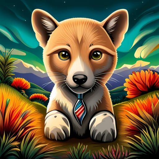 Chibi Leopard with Amber Eyes, Marbling Effect