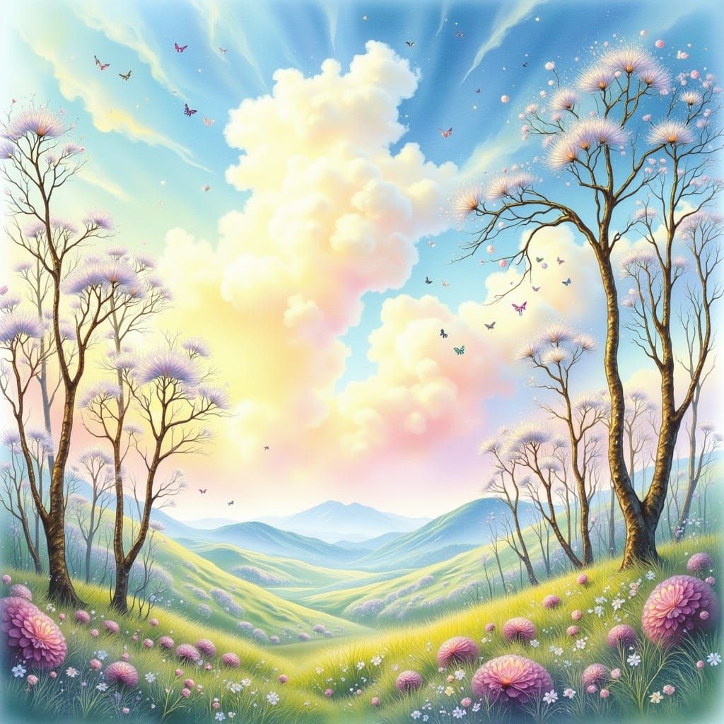 Whimsical Fairy Punk Scene in a Dreamy Landscape